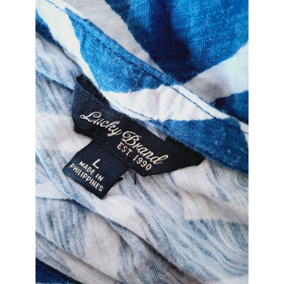 Lucky Brand chevron blue white sz large v neck soft knit blouse - Picture 5 of 6